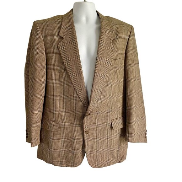 Pierre Balmain Men's Plaid Silk and Wool Blend 2 Button Blazer Jacket 44L - Picture 2 of 12
